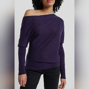 Express Off-Shoulder Deep Purple Sweater